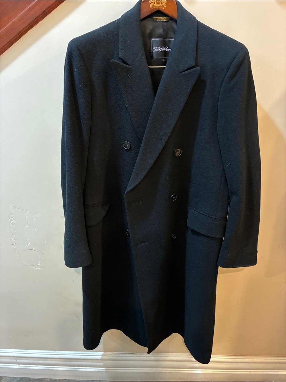 Men’sSaks Fifth Avenue Black Label Double-Breasted Black Wool Pea Coat